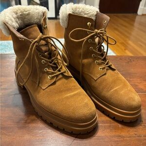 $325 Ralph Lauren WHISKEY/NATURAL Women's Carlee Suede Bootie - US 10